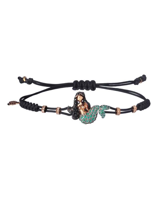 Multi-Diamond and Emerald Mermaid Pull Bracelet
